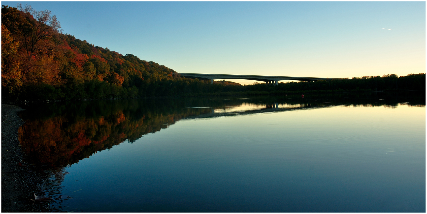 Fall foliage with bridge